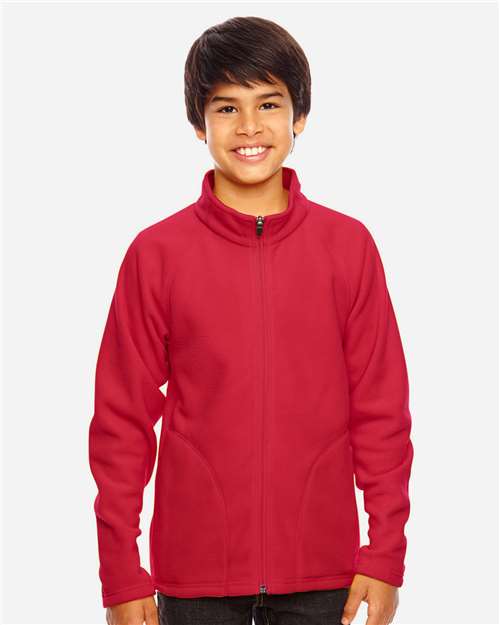 Team 365 TT90Y Youth Campus Microfleece Jacket - Sport Red - model front
