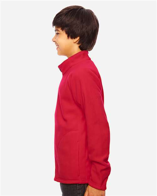 Team 365 TT90Y Youth Campus Microfleece Jacket - Sport Red - model side