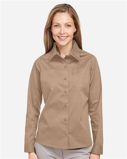 Harriton M585LW Women's Advantage IL Workshirt - Khaki - model front