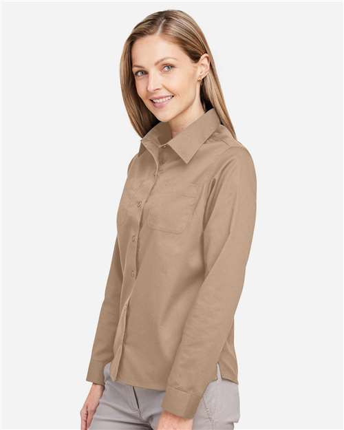 Harriton M585LW Women's Advantage IL Workshirt - Khaki - model side