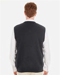 Harriton M415 Men's Pilbloc V-Neck Sweater Vest - Black - model back