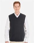Harriton M415 Men's Pilbloc V-Neck Sweater Vest - Black - model front