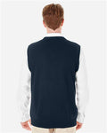 Harriton M415 Men's Pilbloc V-Neck Sweater Vest - Dark Navy - model back