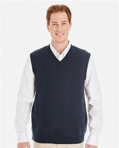 Harriton M415 Men's Pilbloc V-Neck Sweater Vest - Dark Navy - model front