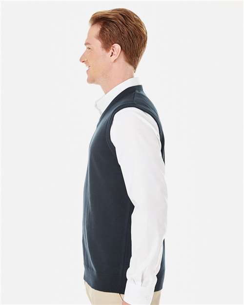 Harriton M415 Men's Pilbloc V-Neck Sweater Vest - Dark Navy - model side