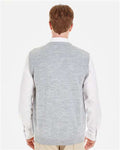 Harriton M415 Men's Pilbloc V-Neck Sweater Vest - Grey Heather - model back