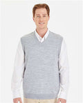 Harriton M415 Men's Pilbloc V-Neck Sweater Vest - Grey Heather - model front