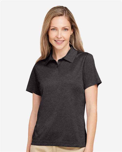 Team 365 TT51HW Women's Zone Sonic Heather Performance Polo - Black Heather - model front