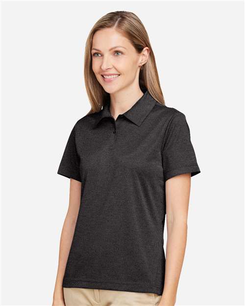 Team 365 TT51HW Women's Zone Sonic Heather Performance Polo - Black Heather - model side