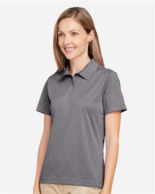 Team 365 TT51HW Women's Zone Sonic Heather Performance Polo - Dark Grey Heather - model side