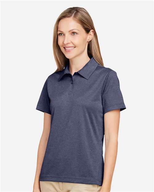 Team 365 TT51HW Women's Zone Sonic Heather Performance Polo - Sport Dark Navy Heather - model side