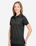 Harriton M208W Women's Charge Snag and Soil Protect Polo - Black - model side