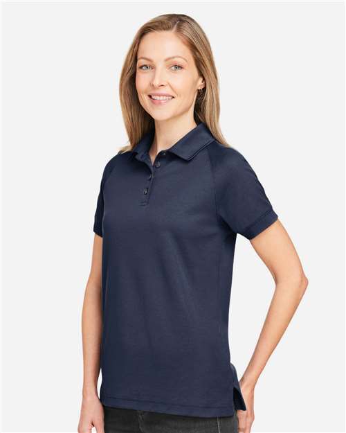Harriton M208W Women's Charge Snag and Soil Protect Polo - Dark Navy - model side