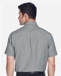 Harriton M600S Men's Oxford Short Sleeve with Stain-Release - Oxford Grey - model back