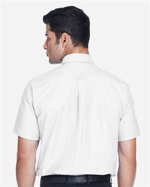 Harriton M600S Men's Oxford Short Sleeve with Stain-Release - White - model back