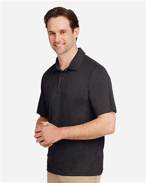 Team 365 TT51H Men's Zone Sonic Heather Performance Polo - Black Heather - model side