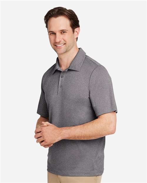Team 365 TT51H Men's Zone Sonic Heather Performance Polo - Dark Grey Heather - model side