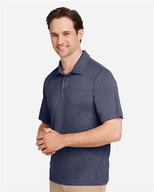 Team 365 TT51H Men's Zone Sonic Heather Performance Polo - Sport Dark Navy Heather - model side