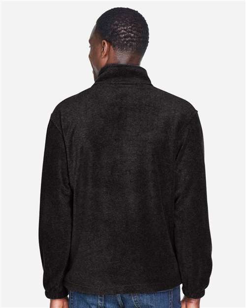 Harriton M980 Men's Fleece Quarter-Zip Pullover - Black - model back