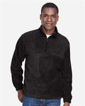 Harriton M980 Men's Fleece Quarter-Zip Pullover - Black - model front