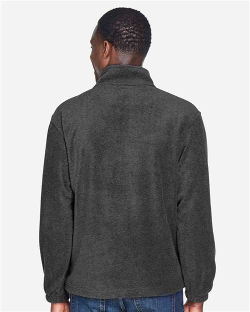 Harriton M980 Men's Fleece Quarter-Zip Pullover - Charcoal - model back