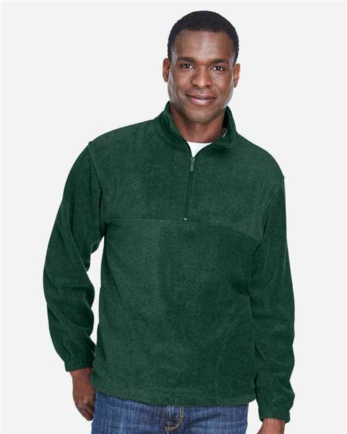 Harriton M980 Men's Fleece Quarter-Zip Pullover - Hunter - model front