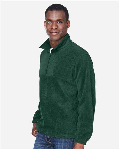 Harriton M980 Men's Fleece Quarter-Zip Pullover - Hunter - model side