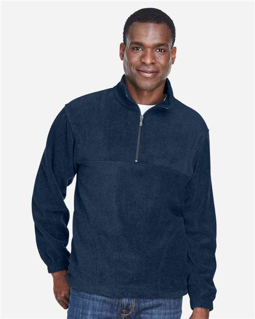 Harriton M980 Men's Fleece Quarter-Zip Pullover - Navy - model front