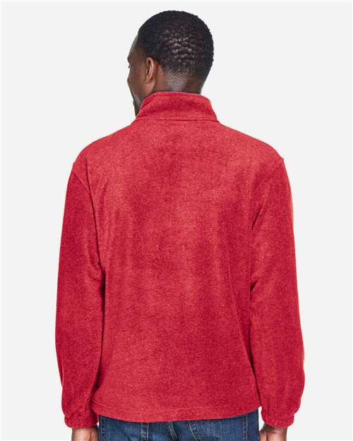 Harriton M980 Men's Fleece Quarter-Zip Pullover - Red - model back