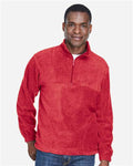 Harriton M980 Men's Fleece Quarter-Zip Pullover - Red - model front