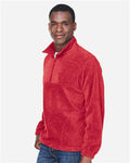 Harriton M980 Men's Fleece Quarter-Zip Pullover - Red - model side