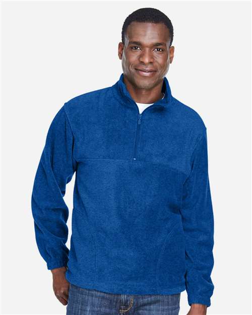 Harriton M980 Men's Fleece Quarter-Zip Pullover - True Royal - model front