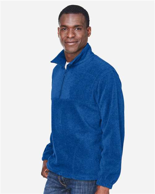 Harriton M980 Men's Fleece Quarter-Zip Pullover - True Royal - model side