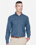 Harriton M550 Men's Denim Shirt - Light Denim - model front