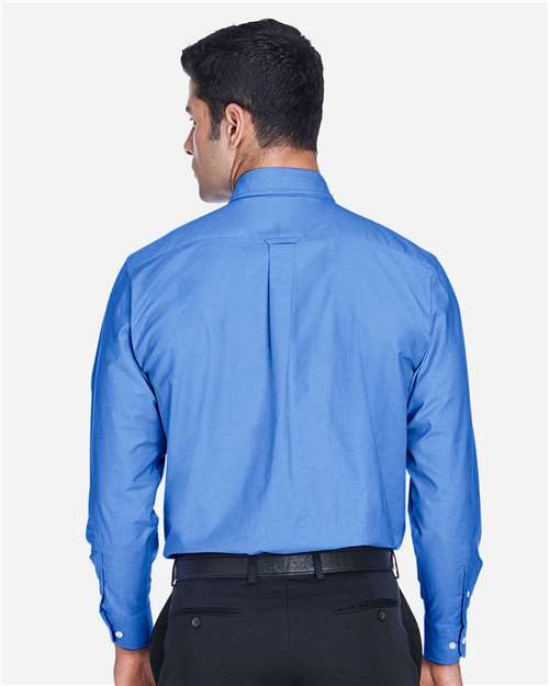 Harriton M600 Men's Oxford Shirt - French Blue - model back