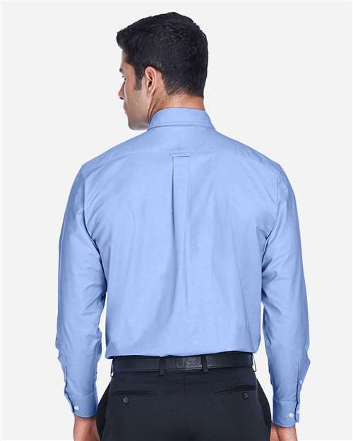 Harriton M600 Men's Oxford Shirt - Light Blue - model back