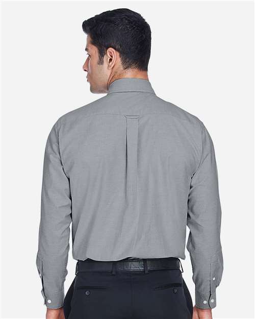 Harriton M600 Men's Oxford Shirt - Oxford Grey - model back