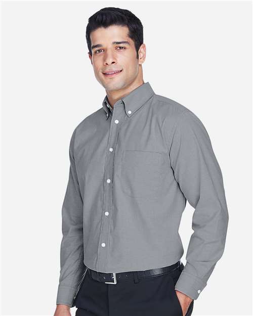 Harriton M600 Men's Oxford Shirt - Oxford Grey - model side