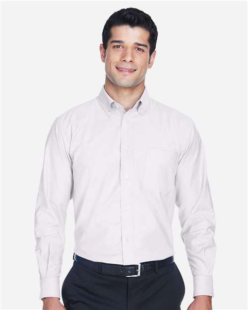 Harriton M600 Men's Oxford Shirt - White - model front