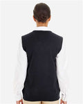 Harriton M415W Women's Pilbloc V-Neck Sweater Vest - Black - model back