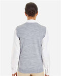 Harriton M415W Women's Pilbloc V-Neck Sweater Vest - Grey Heather - model back