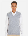 Harriton M415W Women's Pilbloc V-Neck Sweater Vest - Grey Heather - model front
