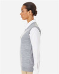 Harriton M415W Women's Pilbloc V-Neck Sweater Vest - Grey Heather - model side