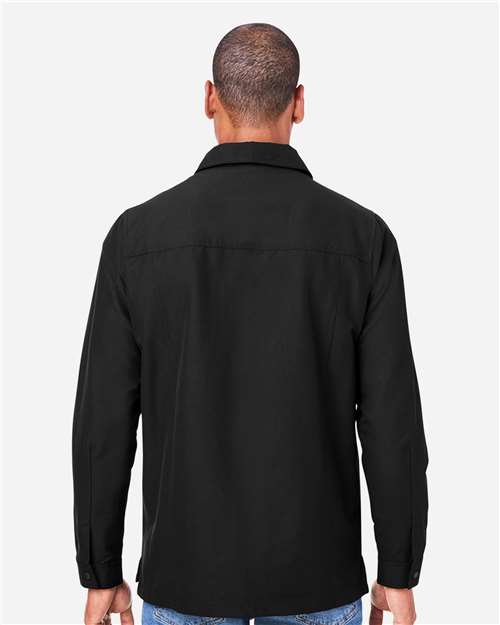 Harriton M72 Unisex Flex Twill Overshirt Jacket - Black - model back