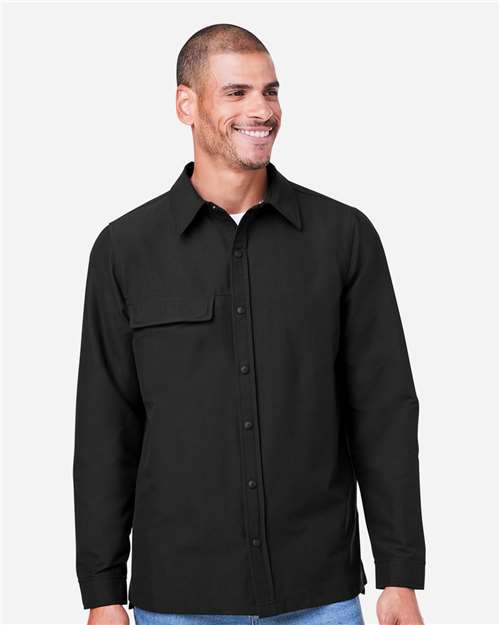 Harriton M72 Unisex Flex Twill Overshirt Jacket - Black - model front