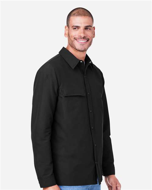 Harriton M72 Unisex Flex Twill Overshirt Jacket - Black - model side