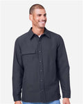 Harriton M72 Unisex Flex Twill Overshirt Jacket - Dark Charcoal - model front