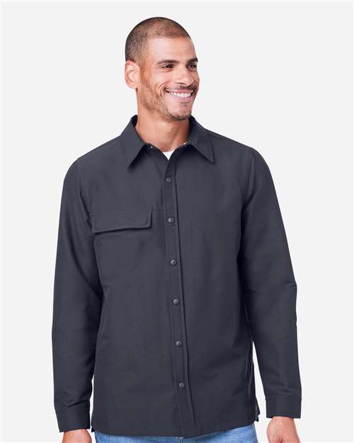 Harriton M72 Unisex Flex Twill Overshirt Jacket - Dark Charcoal - model front