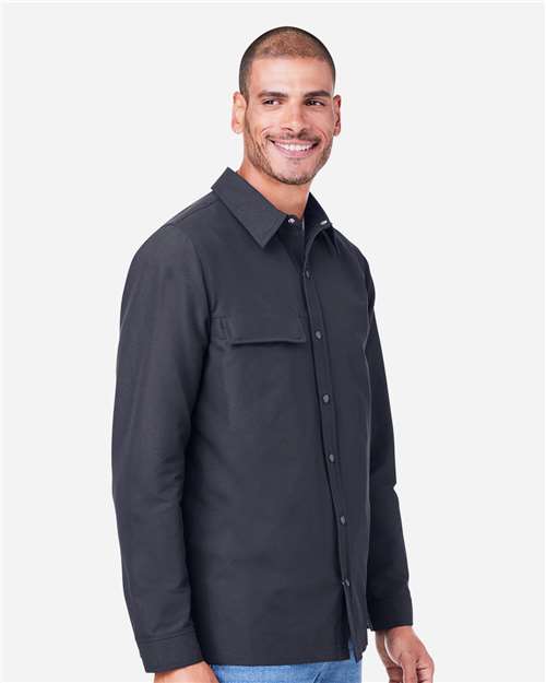 Harriton M72 Unisex Flex Twill Overshirt Jacket - Dark Charcoal - model side