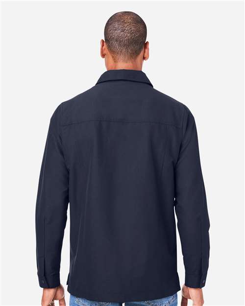 Harriton M72 Unisex Flex Twill Overshirt Jacket - Dark Navy - model back
